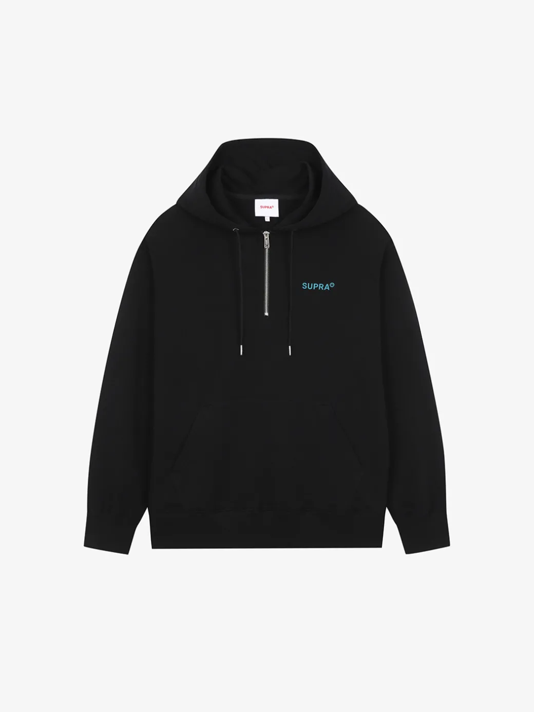 ESSENTIAL BASIC SMALL LOGO OVER FIT HALF ZIP HOODIE