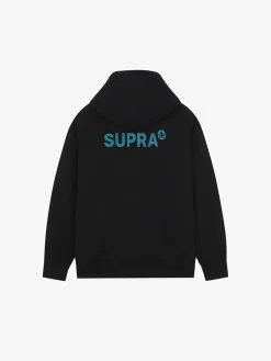 ESSENTIAL BASIC SMALL LOGO OVER FIT HALF ZIP HOODIE