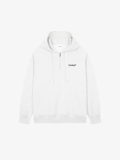 ESSENTIAL BASIC SMALL LOGO OVER FIT HALF ZIP HOODIE
