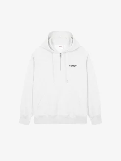 ESSENTIAL BASIC SMALL LOGO OVER FIT HALF ZIP HOODIE