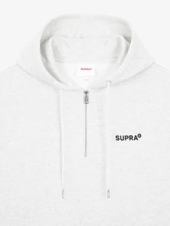 ESSENTIAL BASIC SMALL LOGO OVER FIT HALF ZIP HOODIE