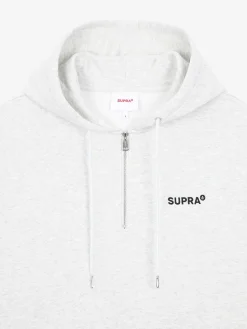 ESSENTIAL BASIC SMALL LOGO OVER FIT HALF ZIP HOODIE