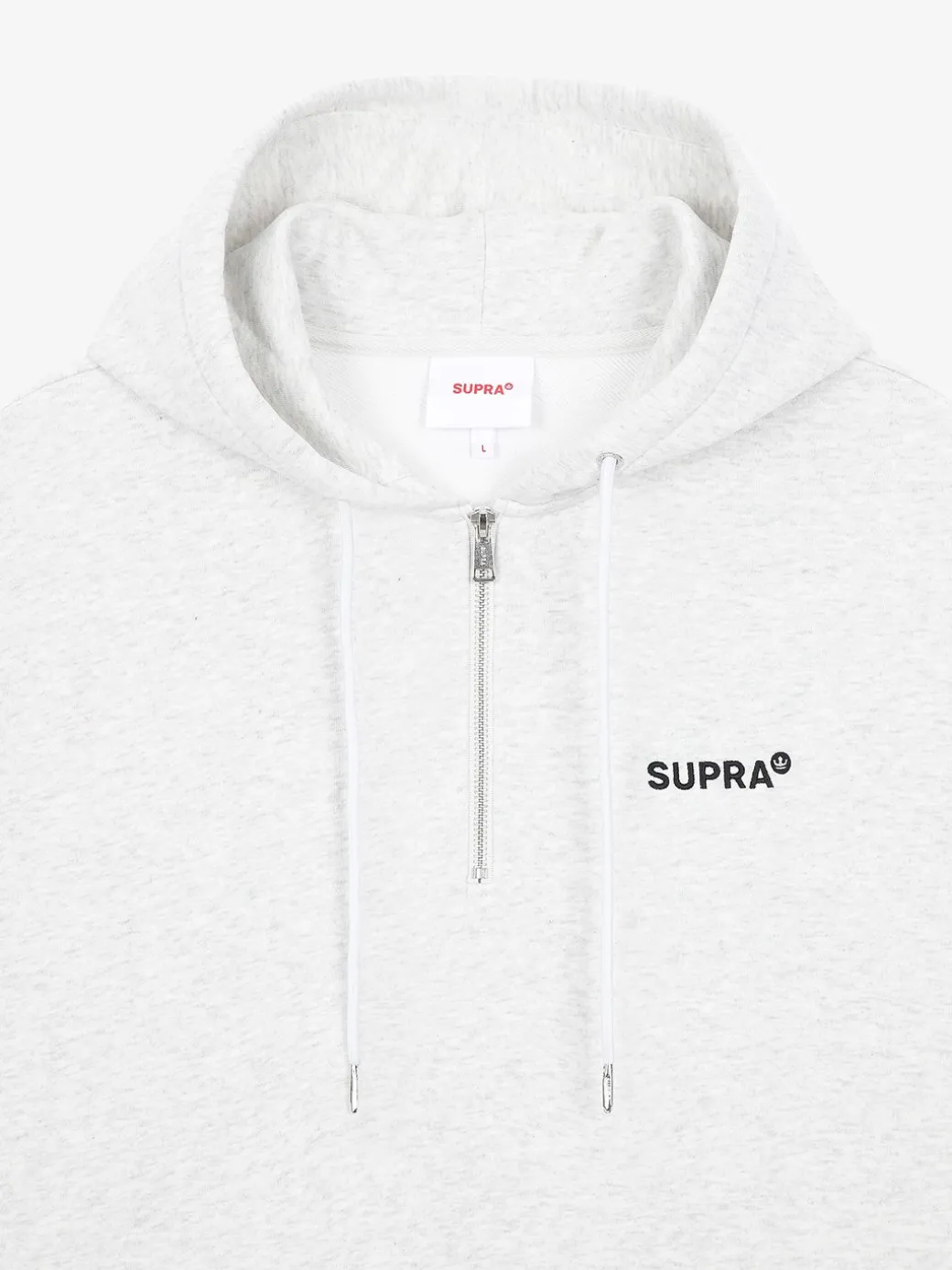 ESSENTIAL BASIC SMALL LOGO OVER FIT HALF ZIP HOODIE