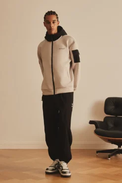 OUTDOOR WOVEN PATCH OVER FIT HOOD ZIP-UP