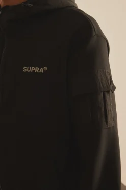 OUTDOOR WOVEN PATCH OVER FIT HOOD ZIP-UP