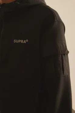 OUTDOOR WOVEN PATCH OVER FIT HOOD ZIP-UP