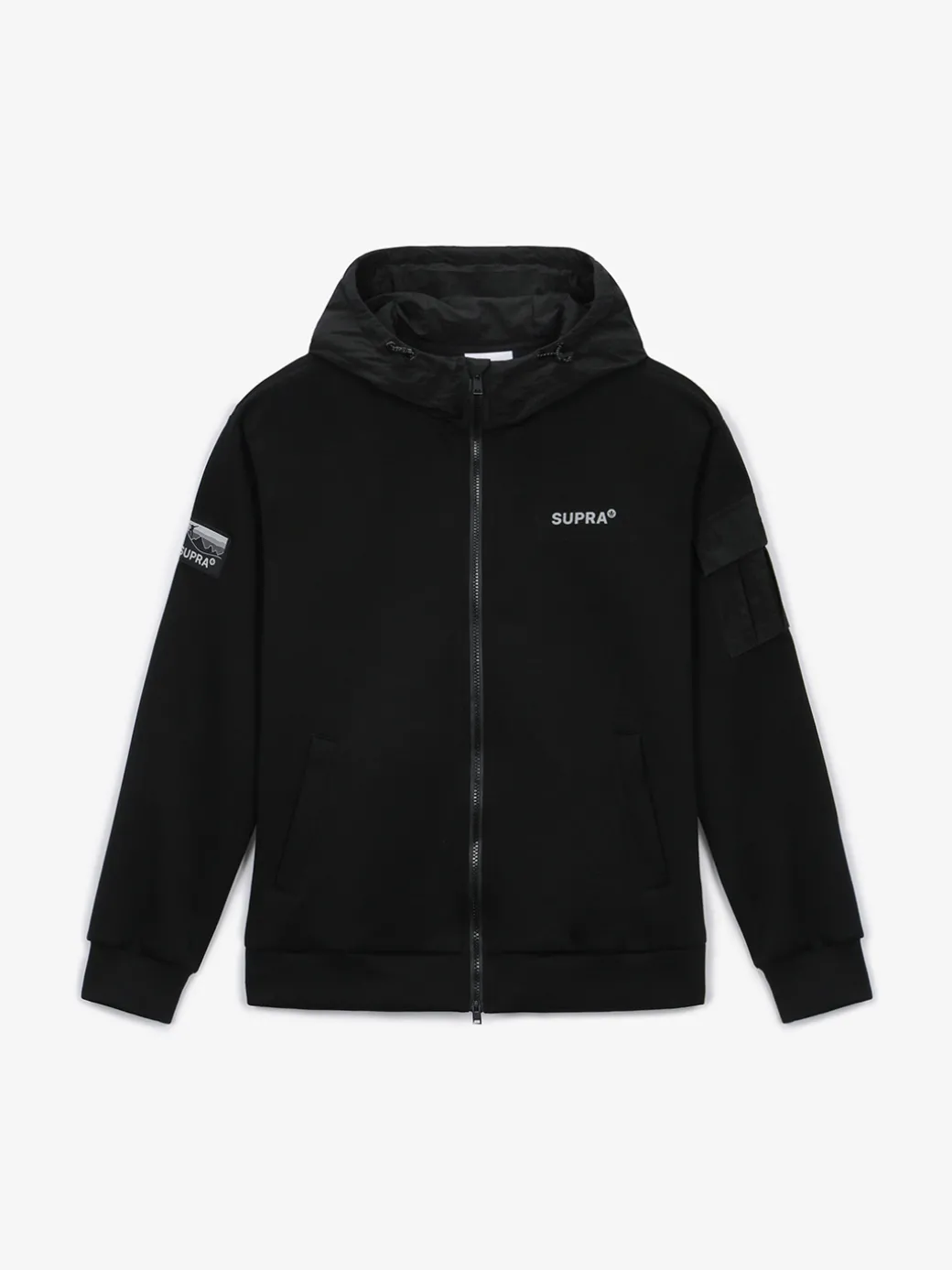 OUTDOOR WOVEN PATCH OVER FIT HOOD ZIP-UP