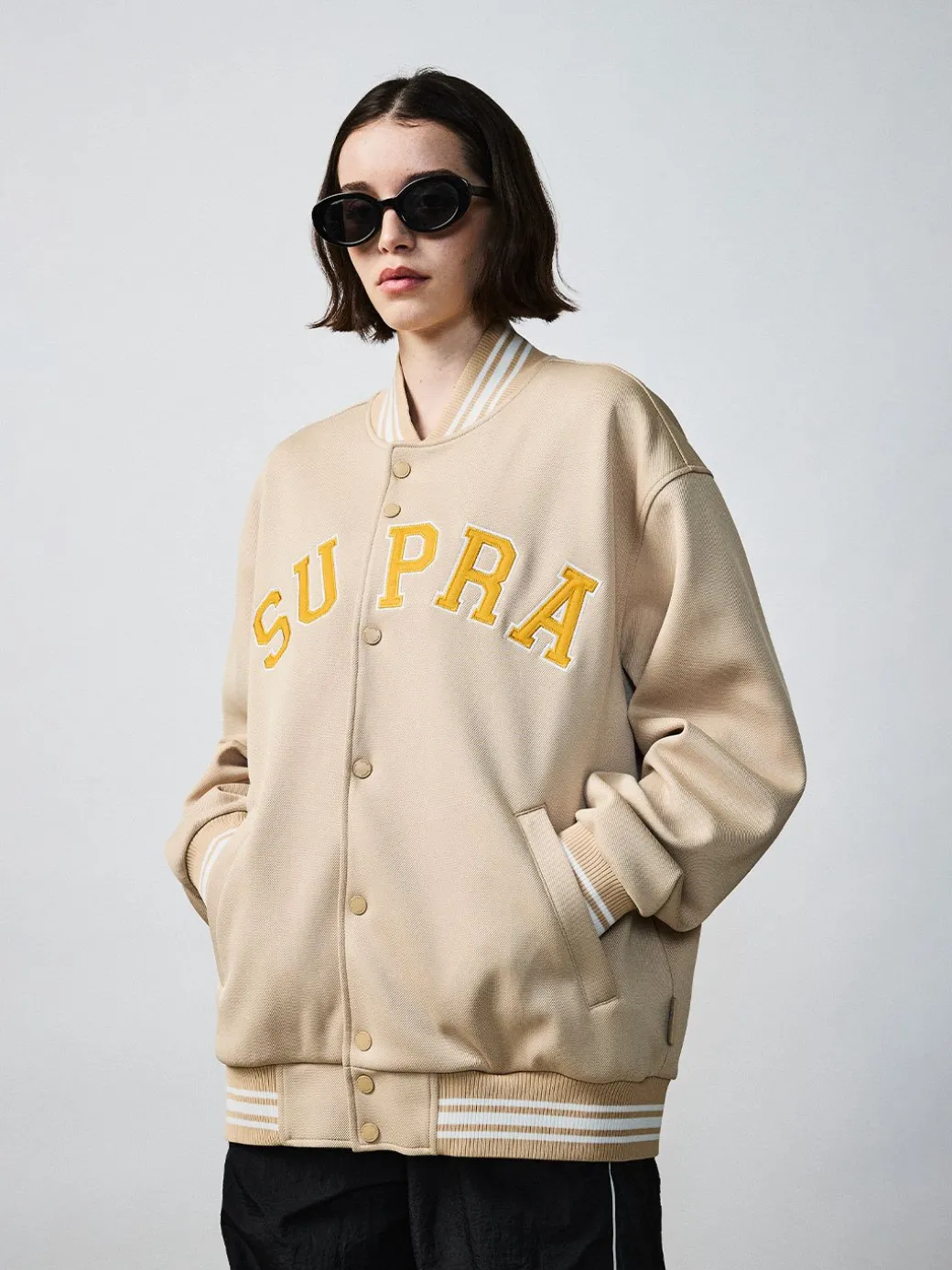 VARSITY ARCH LOGO JERSEY VARSITY JACKET