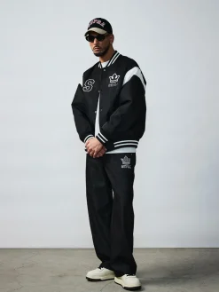 VARSITY SHOULDER BLOCK NYLON VARSITY JACKET