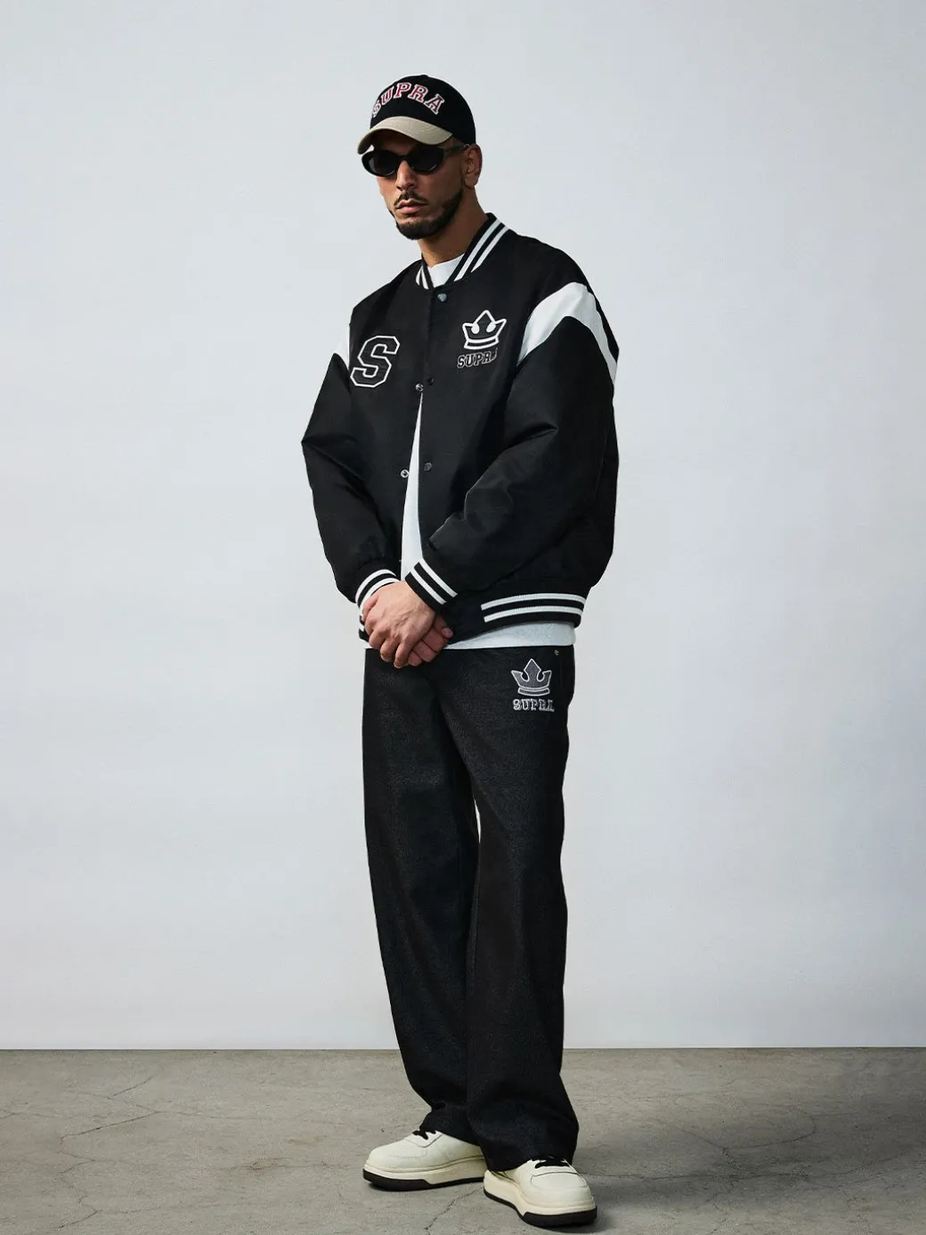VARSITY SHOULDER BLOCK NYLON VARSITY JACKET