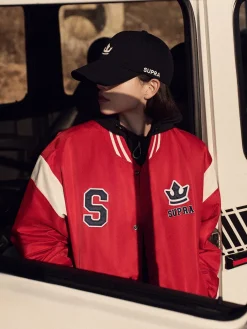 VARSITY SHOULDER BLOCK NYLON VARSITY JACKET