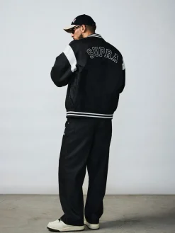 VARSITY SHOULDER BLOCK NYLON VARSITY JACKET