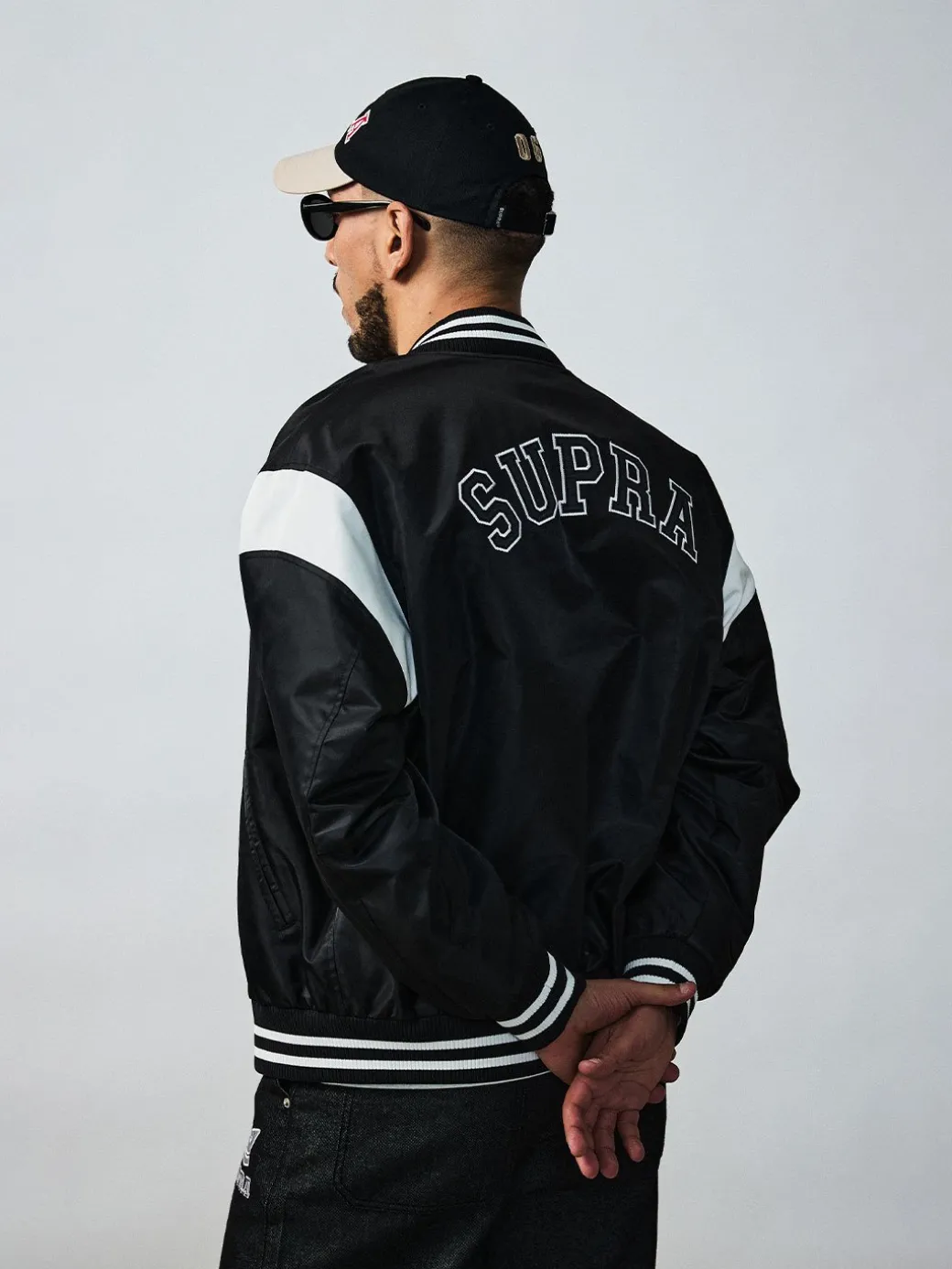 VARSITY SHOULDER BLOCK NYLON VARSITY JACKET