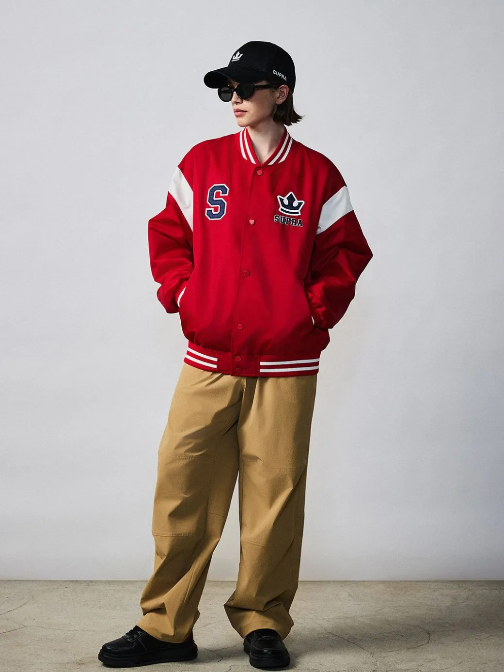 VARSITY SHOULDER BLOCK NYLON VARSITY JACKET
